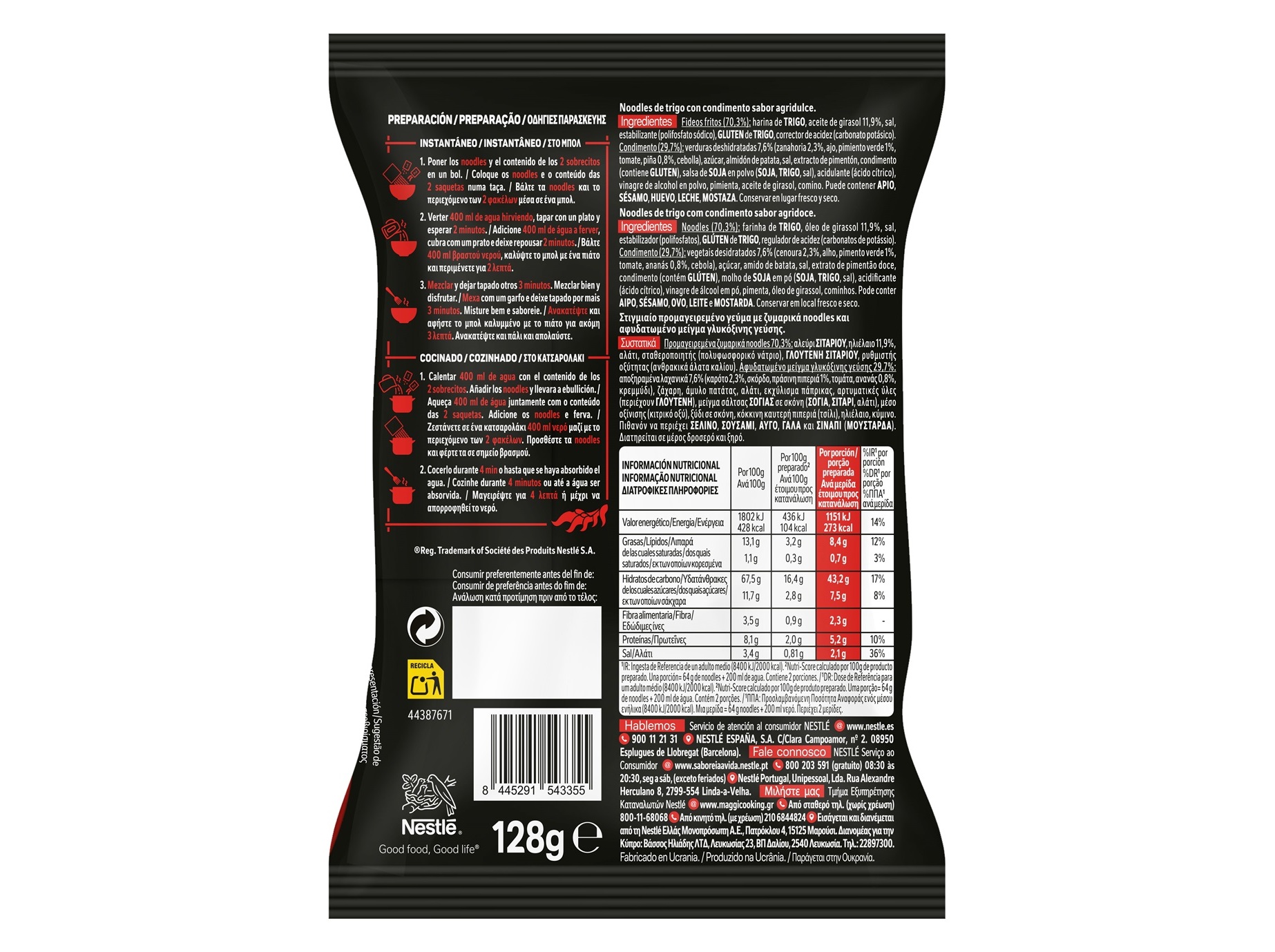 NOODLES MAGGI SAUCY AGRIDOCE 128 G