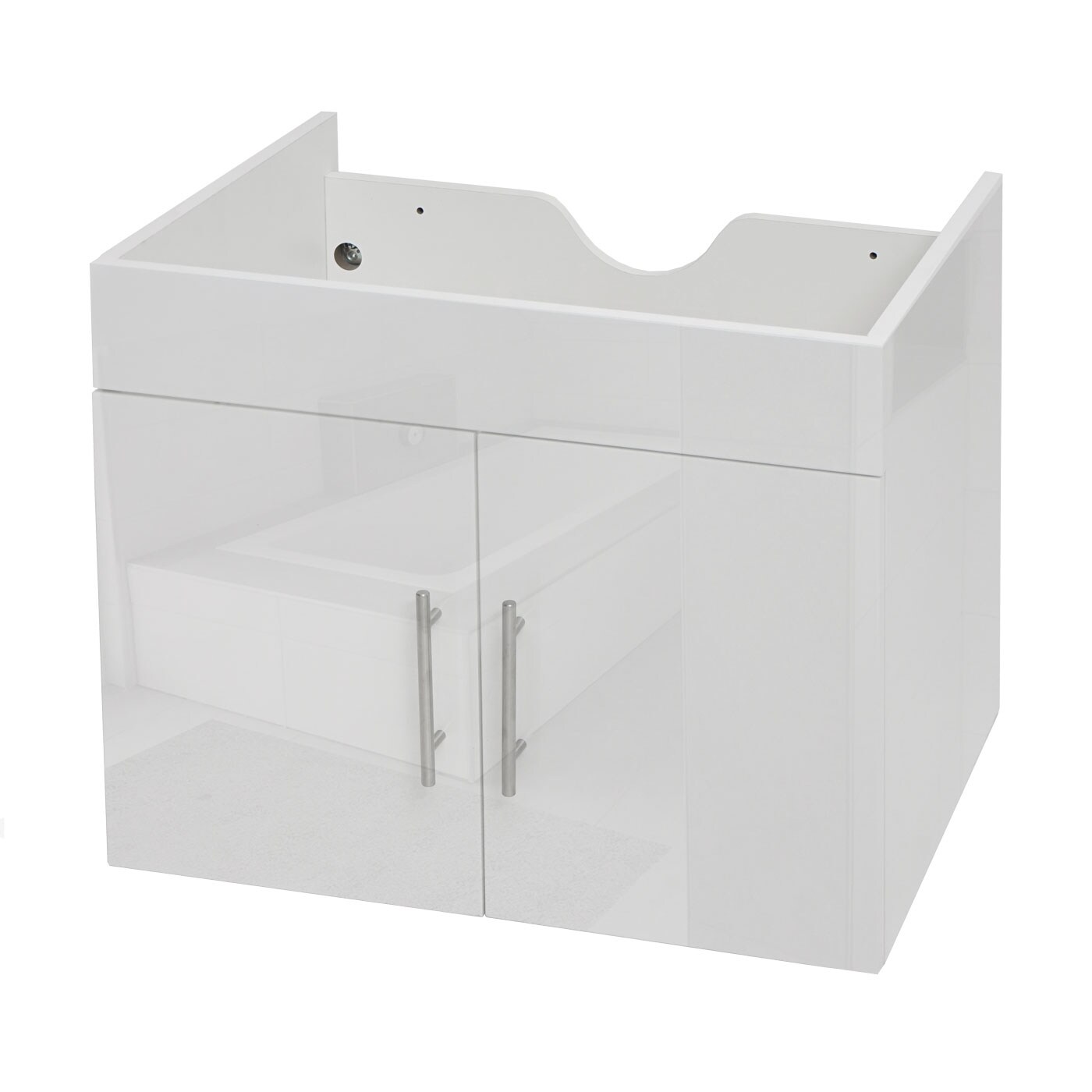 Waschbeckenunterschrank MCW-D16, Waschtischunterschrank Waschtisch Unterschrank Badmöbel, MVG hochglanz 60cm ~ weiß