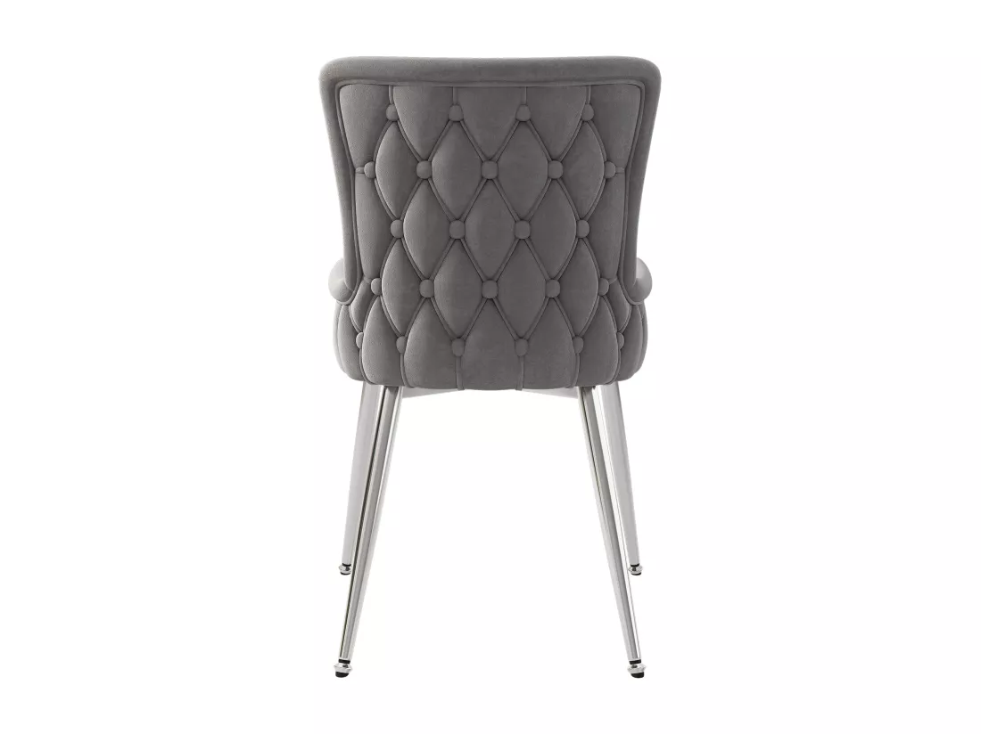 Lot de 6 chaises en velours - pieds en métal argenté - Gris