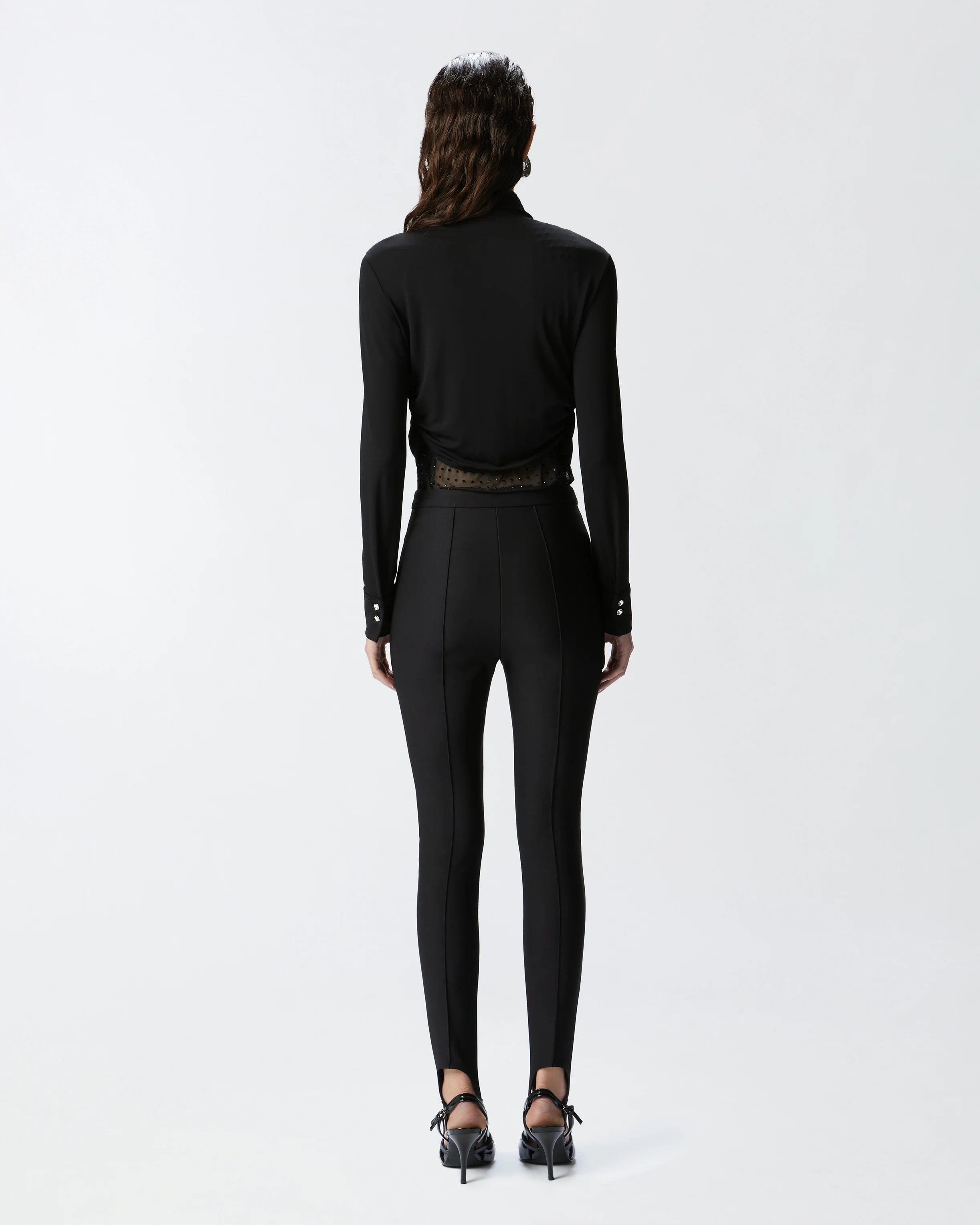 Blouse courte à col chemise | Noir