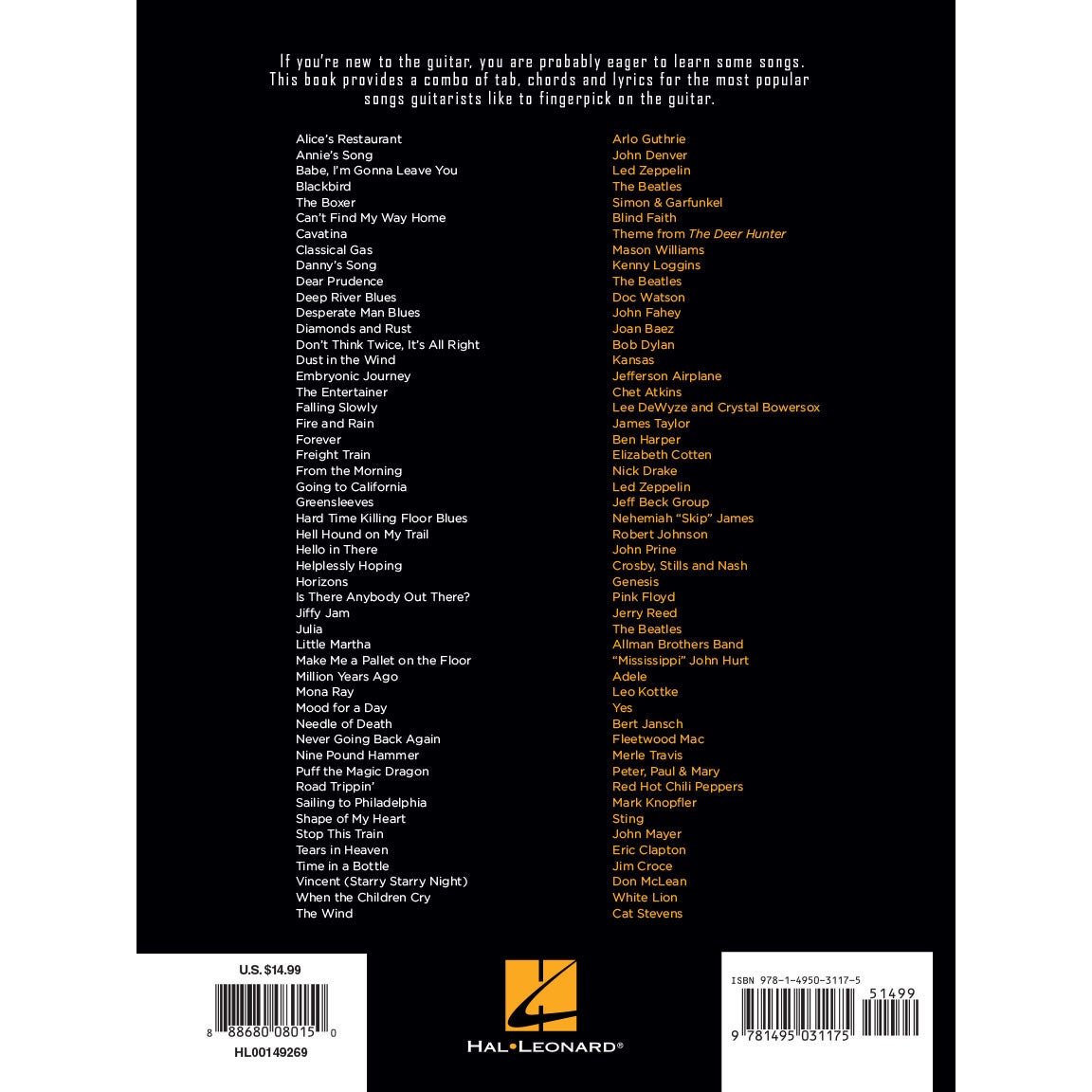 Hal Leonard First 50 Songs You Should Fingerpick on Guitar songboek voor gitaar