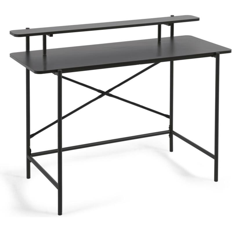 Bureau Galatia en mélaminé noir et pieds en métal laqué noir 120 x 60 cm