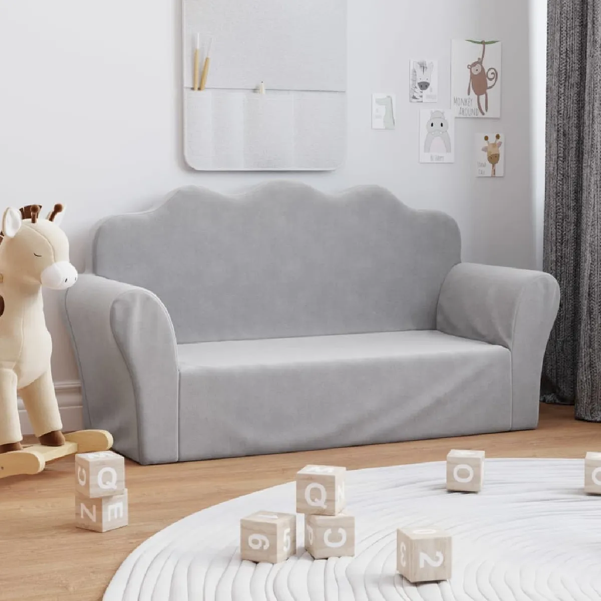 vidaXL Canapé 2 places enfants gris clair