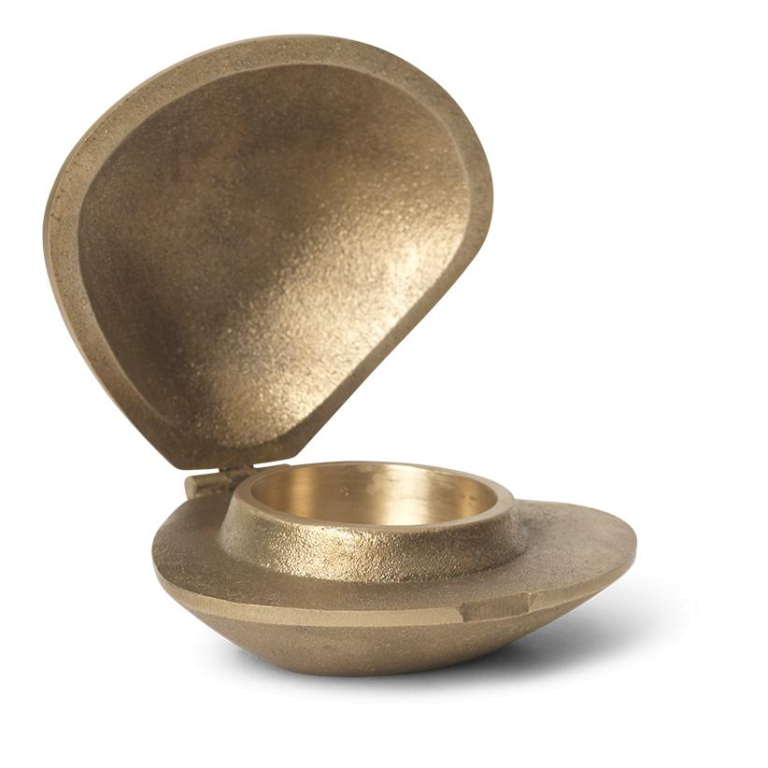 Ferm Living Clam waxinelichthouder messing