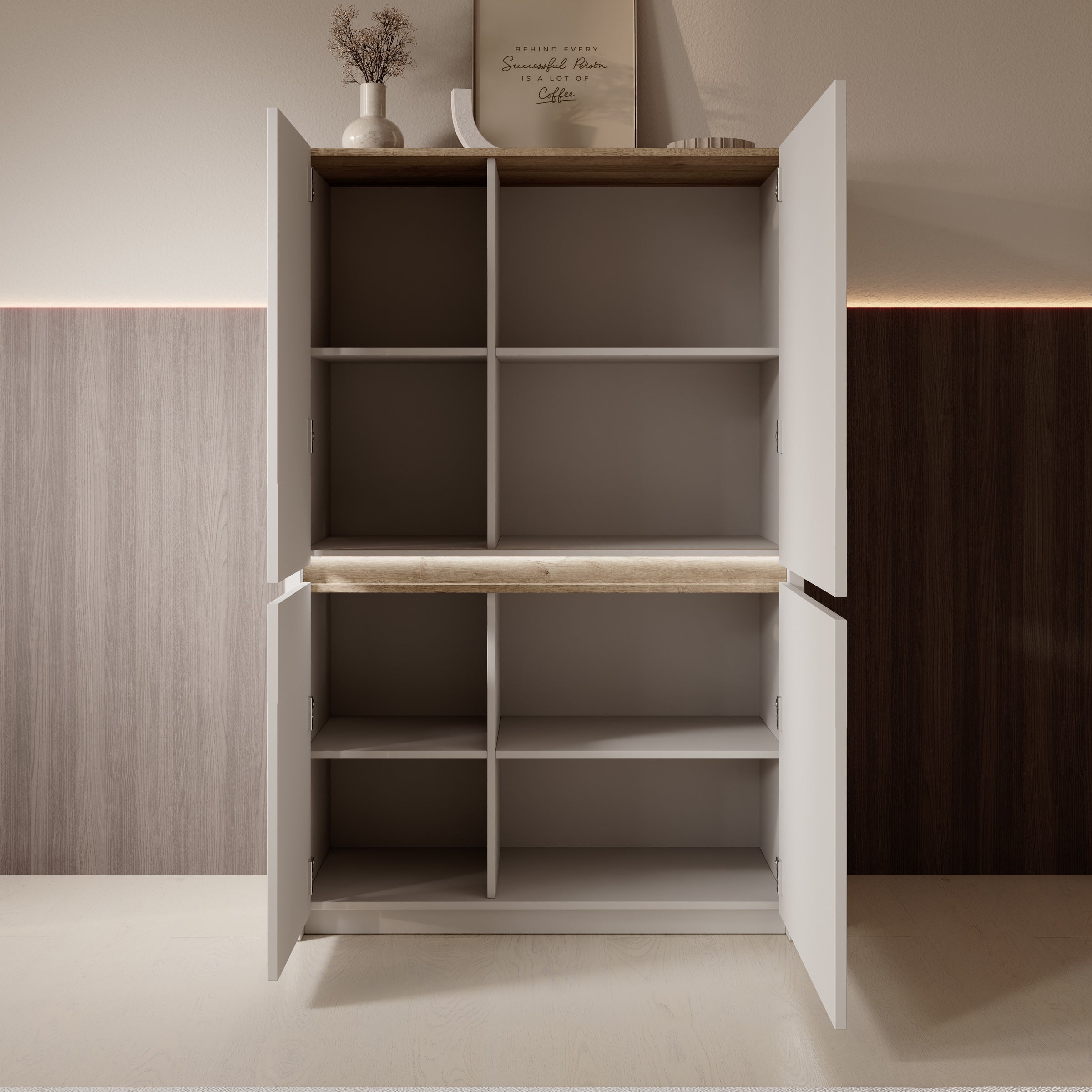 Orlano - Dressoir - Beige - 95x42x147 cm
