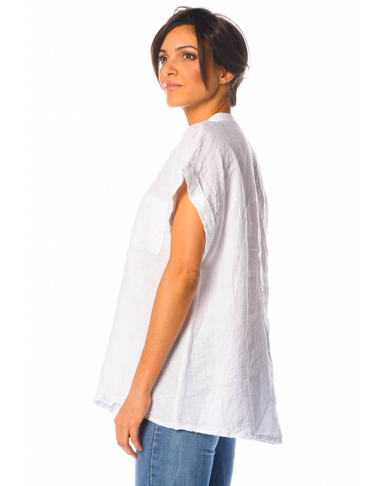 La Bohème Chemise 100% Lin Lilas blanche