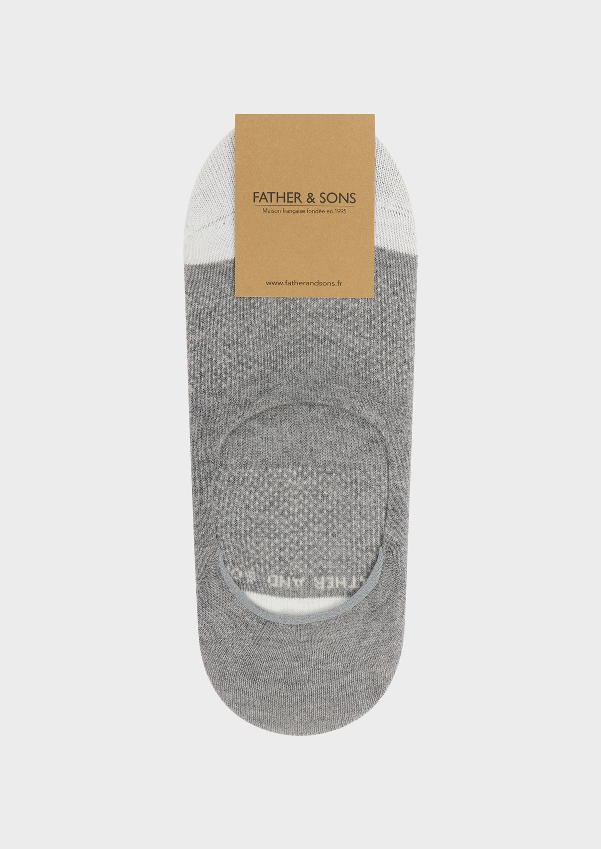 Chaussettes invisibles en viscose de bambou gris à pois écrus