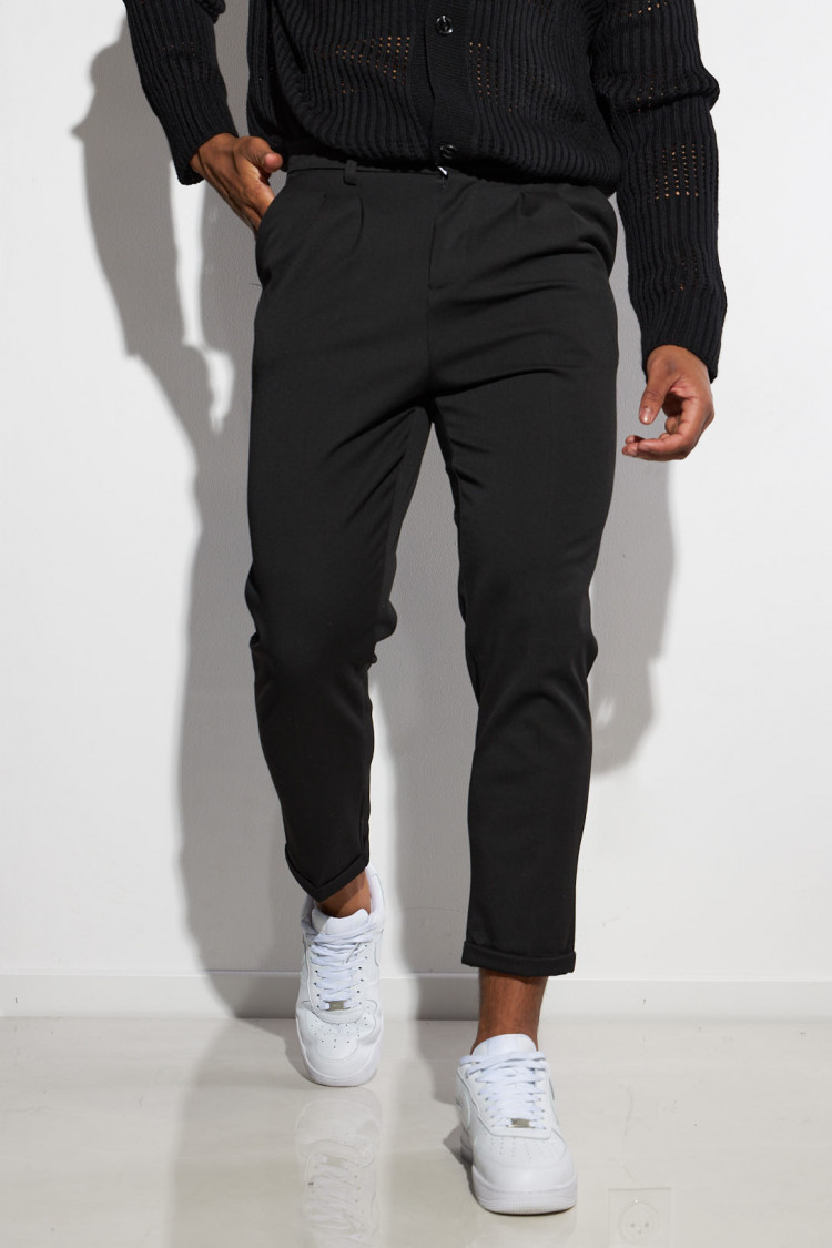 Pantalon à pince noir ceinturé