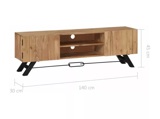 Meuble TV 140 x 30 x 45 cm Bois d'acacia massif