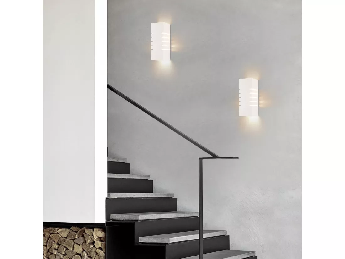 NETTLIFE Applique murale d'intérieur blanche E14 haut bas moderne couloir escalier plâtre lumière