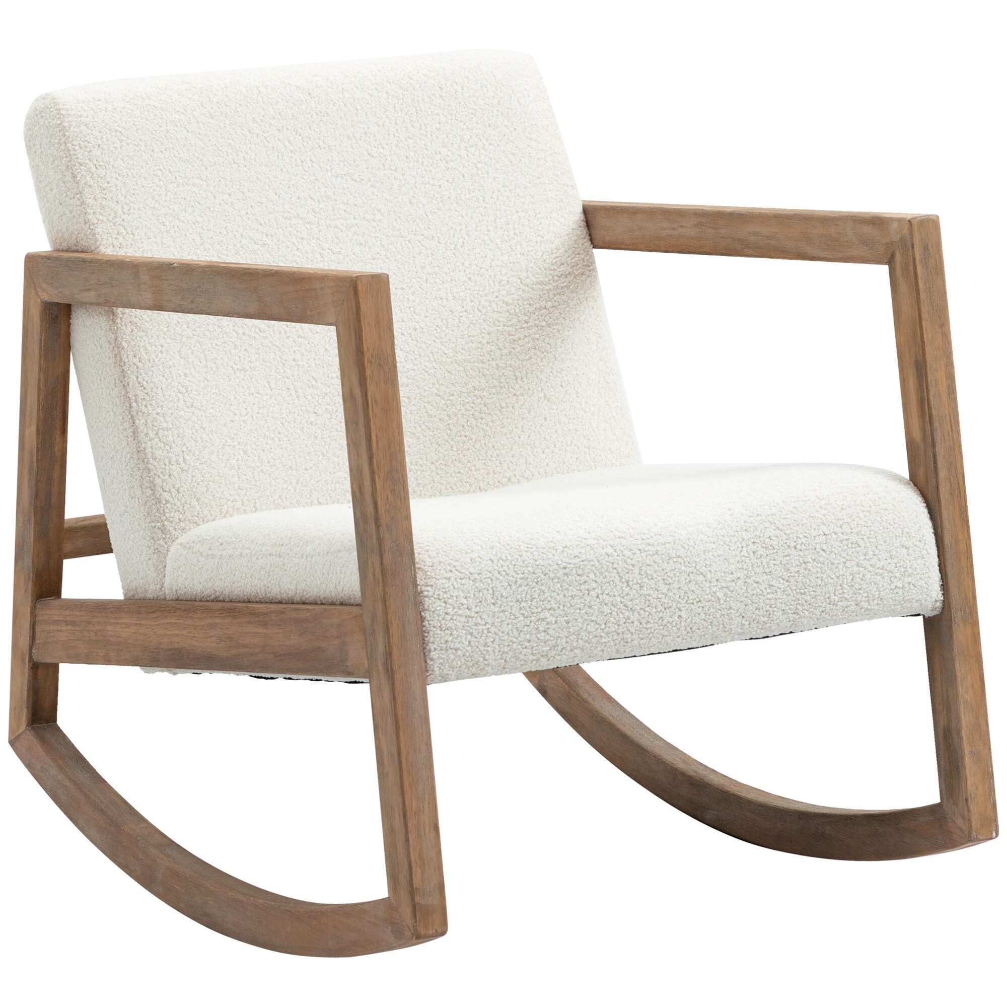 HOMCOM Schaukelstuhl mit Sitzkissen weiß 60L x 81B x 71H cm