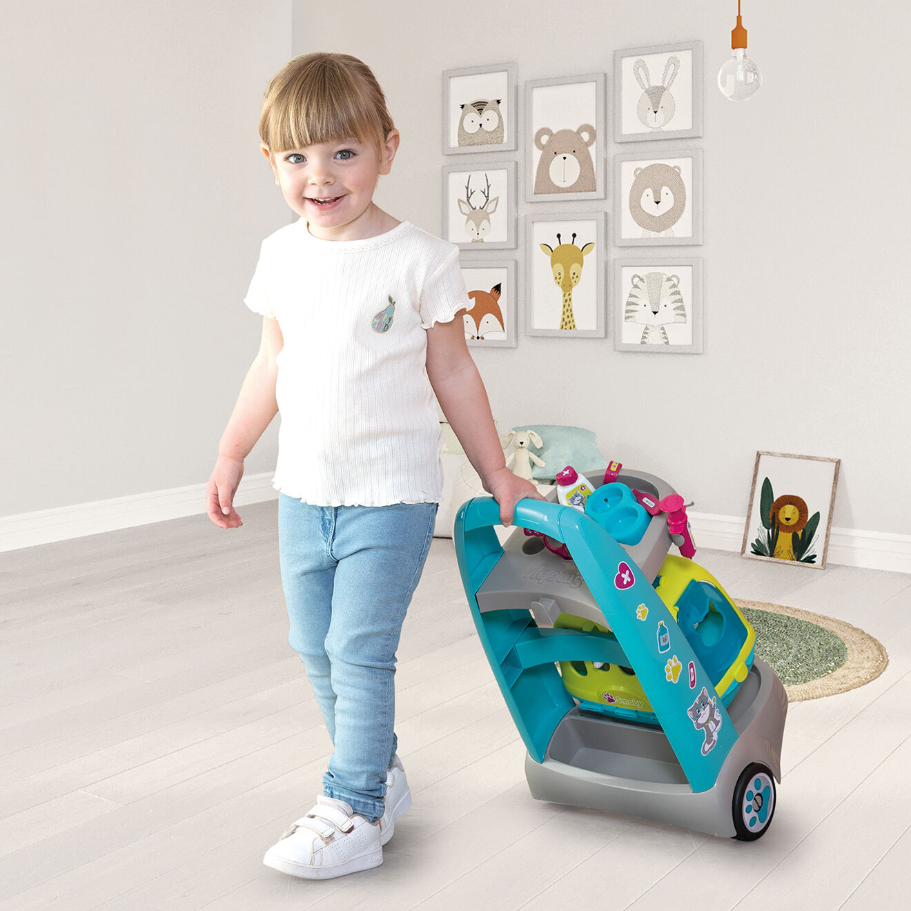 Smoby Chariot véterinaire + accessoires bleu - 23.5x12x15 cm