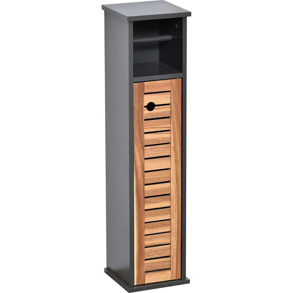 Meuble WC ACACIA réserve et dérouleur papier toilette gris anthracite H 75cm