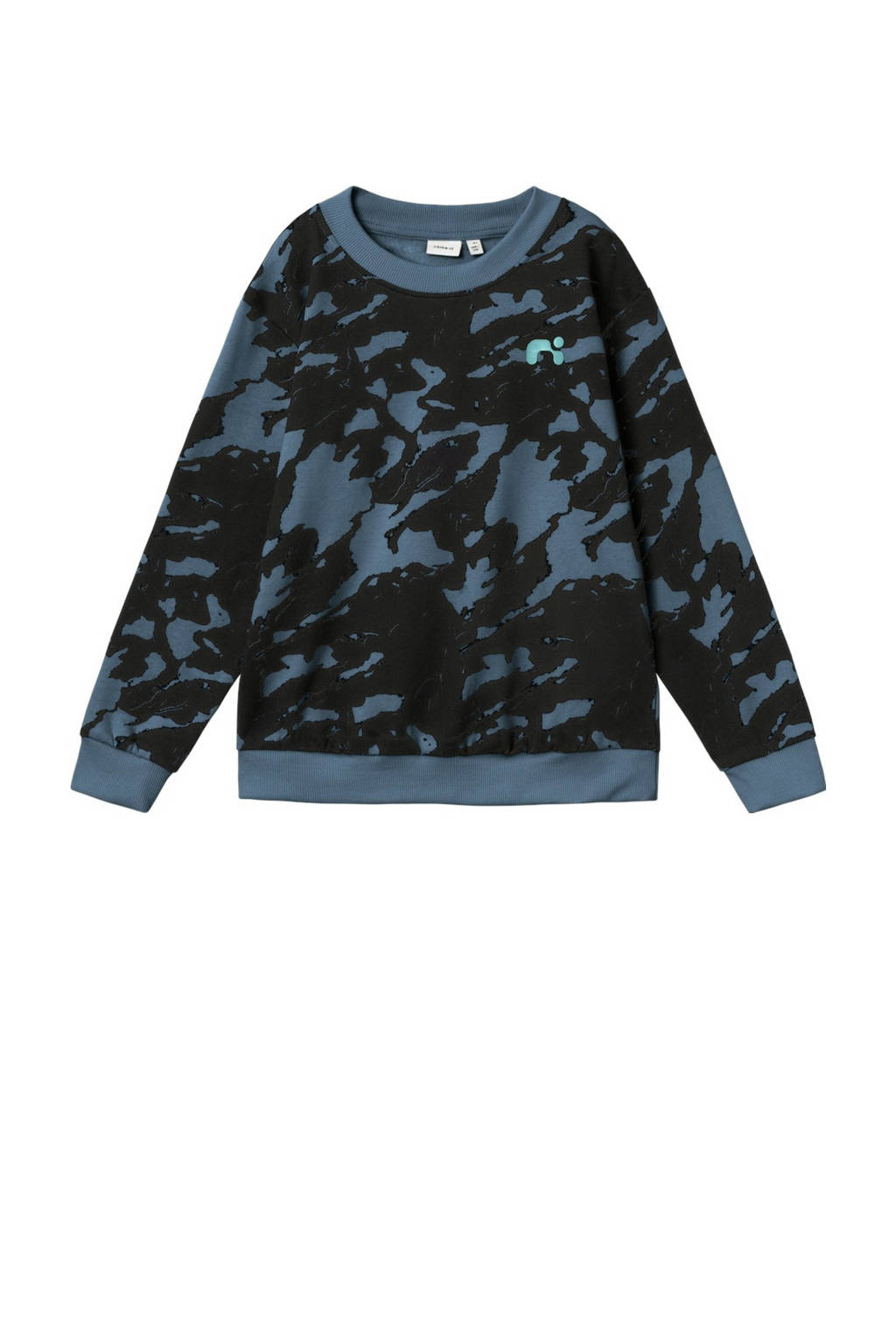 NAME IT sweater NKMNIFINGO met all over print blauw/zwart