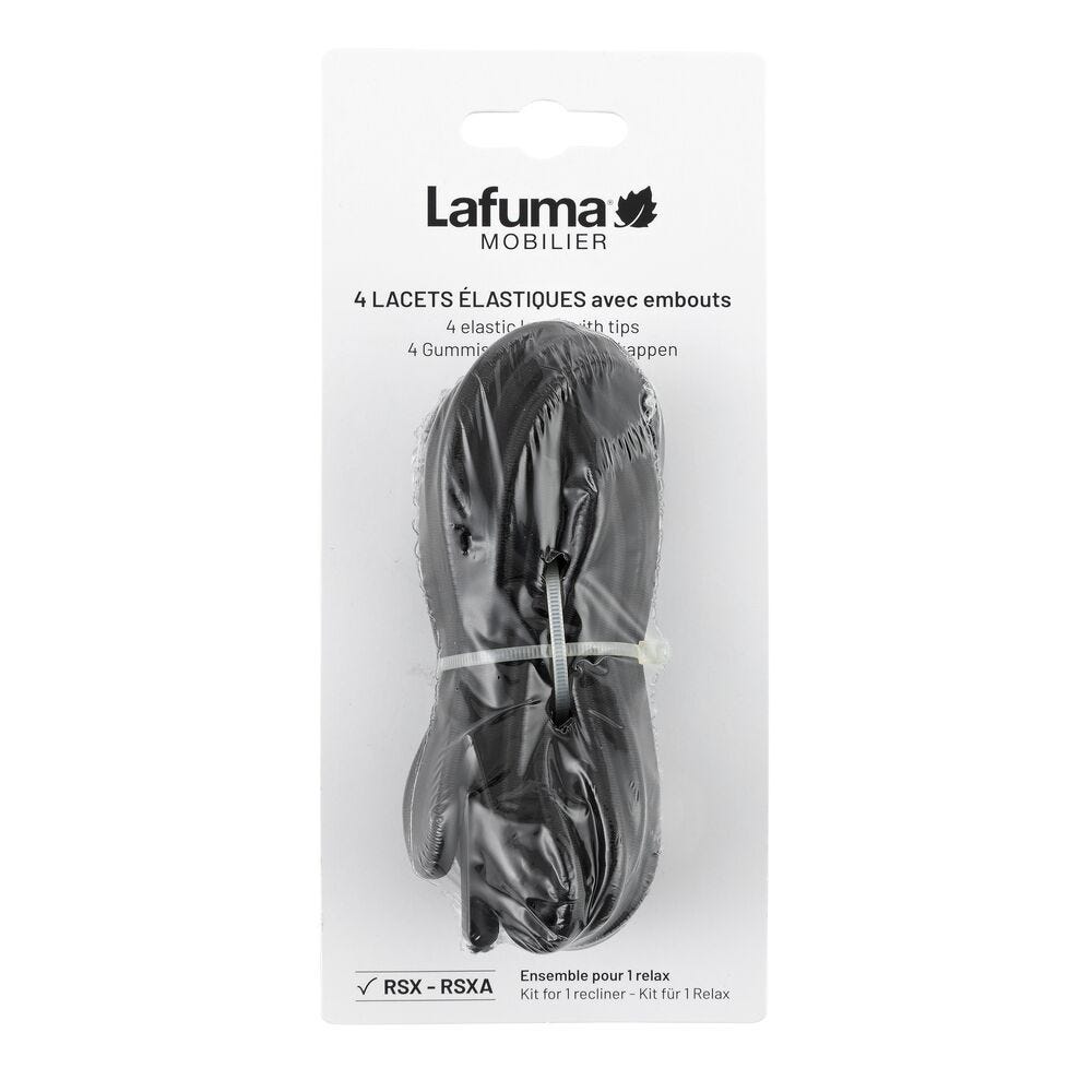 4er-Set Schnüre für Relaxsessel RSX mit Endkappen Rsx Gummiband Schwarz Noir