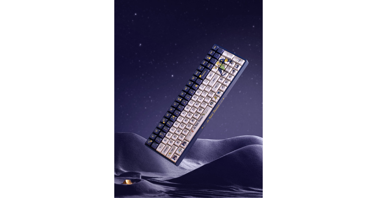 IqunixF97 Starry Tryst, gaming toetsenbord  (Donkerblauw/wit, US lay-out, Gateron Red, RGB leds, 96%, Hot-swappable, PBT, 2.4GHz | Bluetooth 5.1 | USB-C)