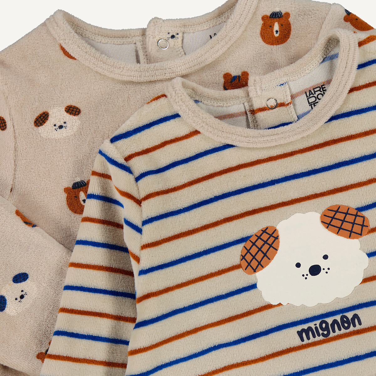 COLEÇÃO LA REDOUTE<br>Conjunto de 2 pijamas de veludo, peça única, estampa de cachorro