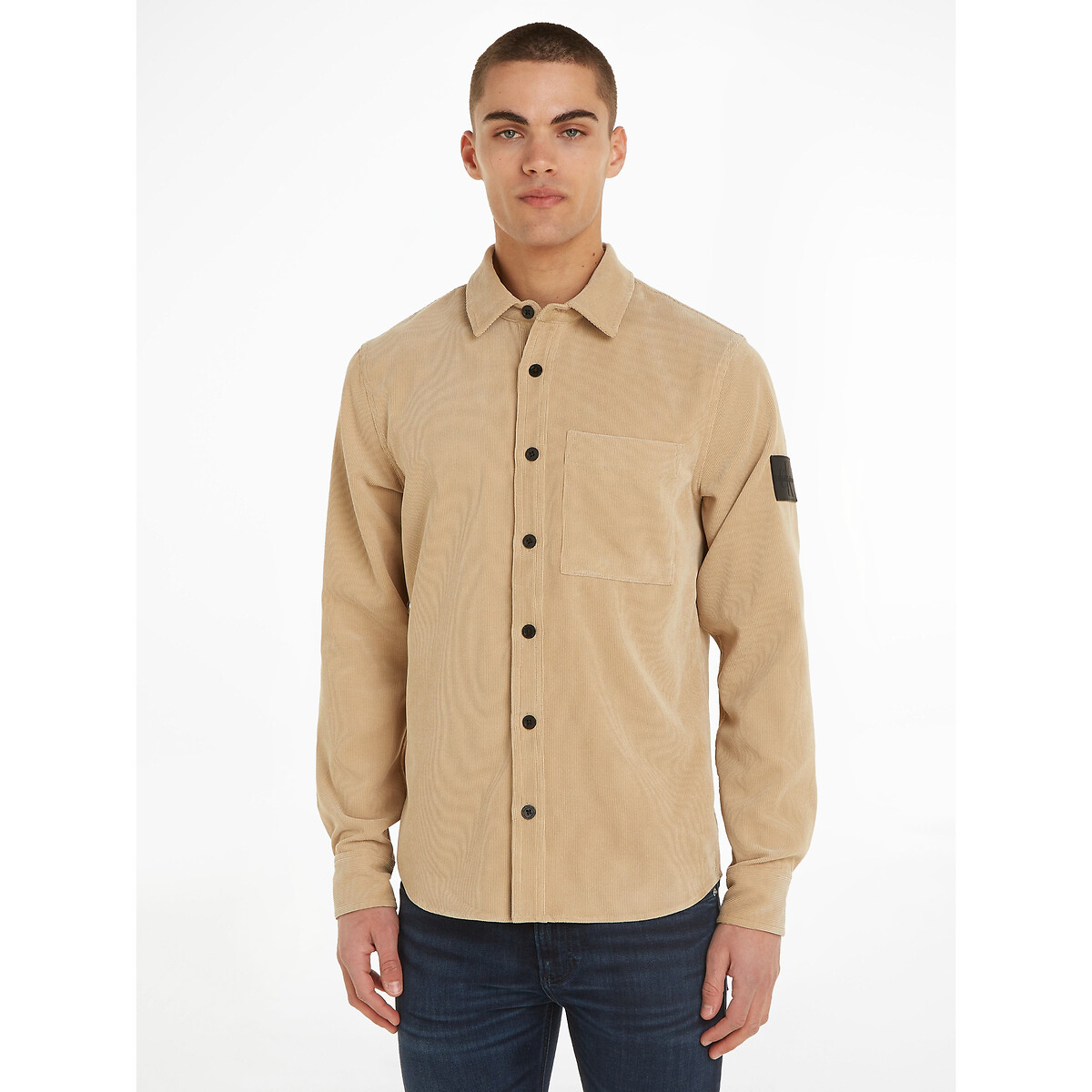 CALVIN KLEIN JEANS<br>Camisa reta em veludo