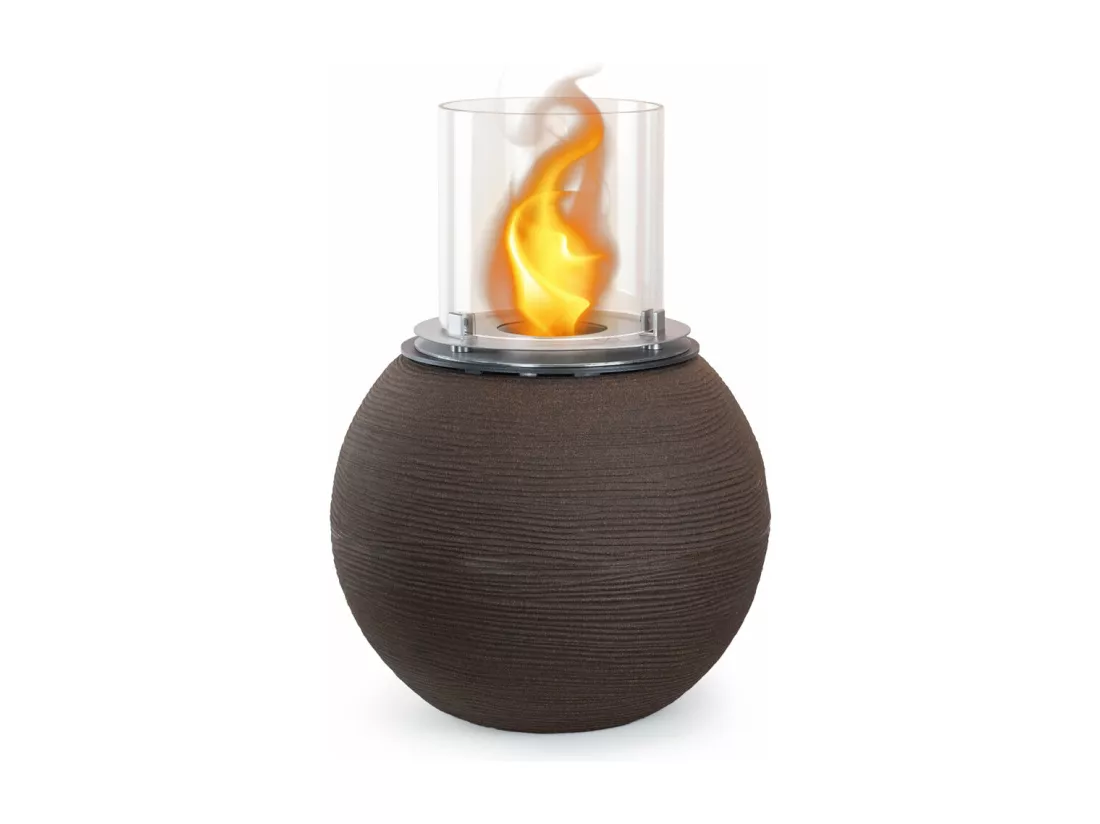 Brasier de jardin cheminée au bioéthanol pour intérieur et extérieur BOTTICELLI Terra Brown d.40 x h54