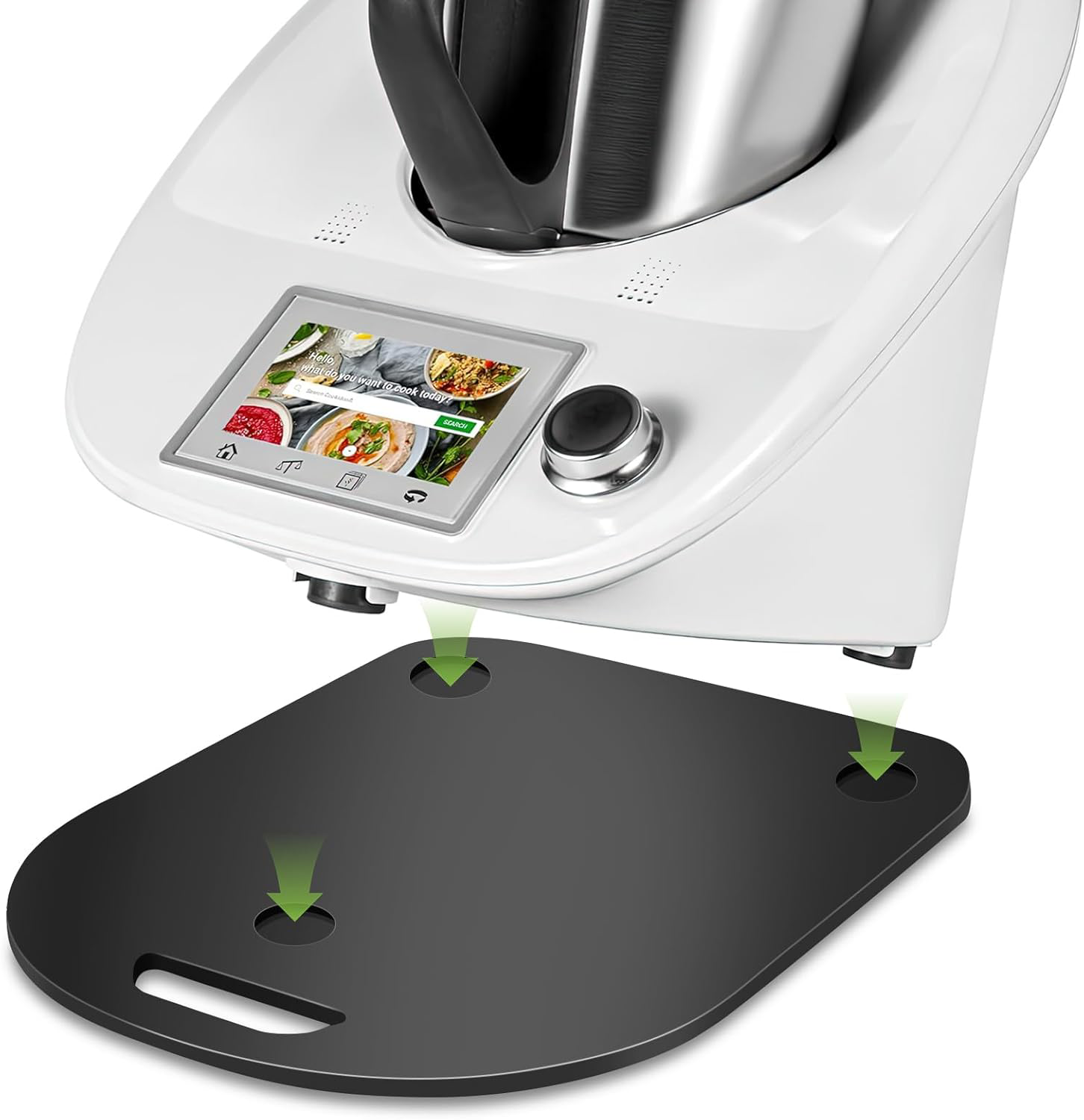 (36x28cm) Acryl Gleit Brett Unterlage Küchenmaschinen Zubehör Rollbrett Ersatzteil für Thermomix TM5 / TM6 - Schwarz