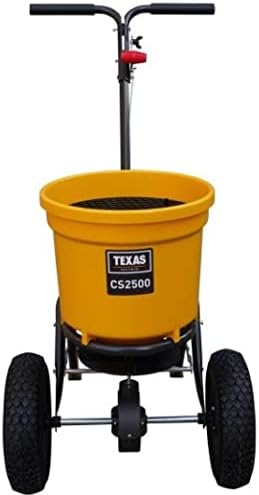 TEXAS Profi Streuwagen Rasendünger Salz Rasen Rasensamen Düngerstreuer Salzstreuer Zentrifugalstreuer CS2500 | sehr robust | leichtläufige Lufträder | verstellbare Dosierung | 2m Streubreite | 25Liter