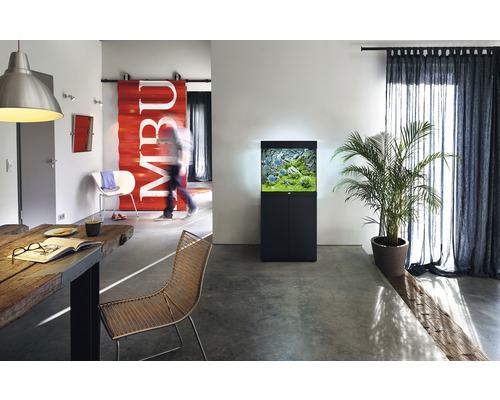 JUWEL Lido 120 aquarium met LED-verlichting, pomp, filter, verwarming (zonder kast), zwart