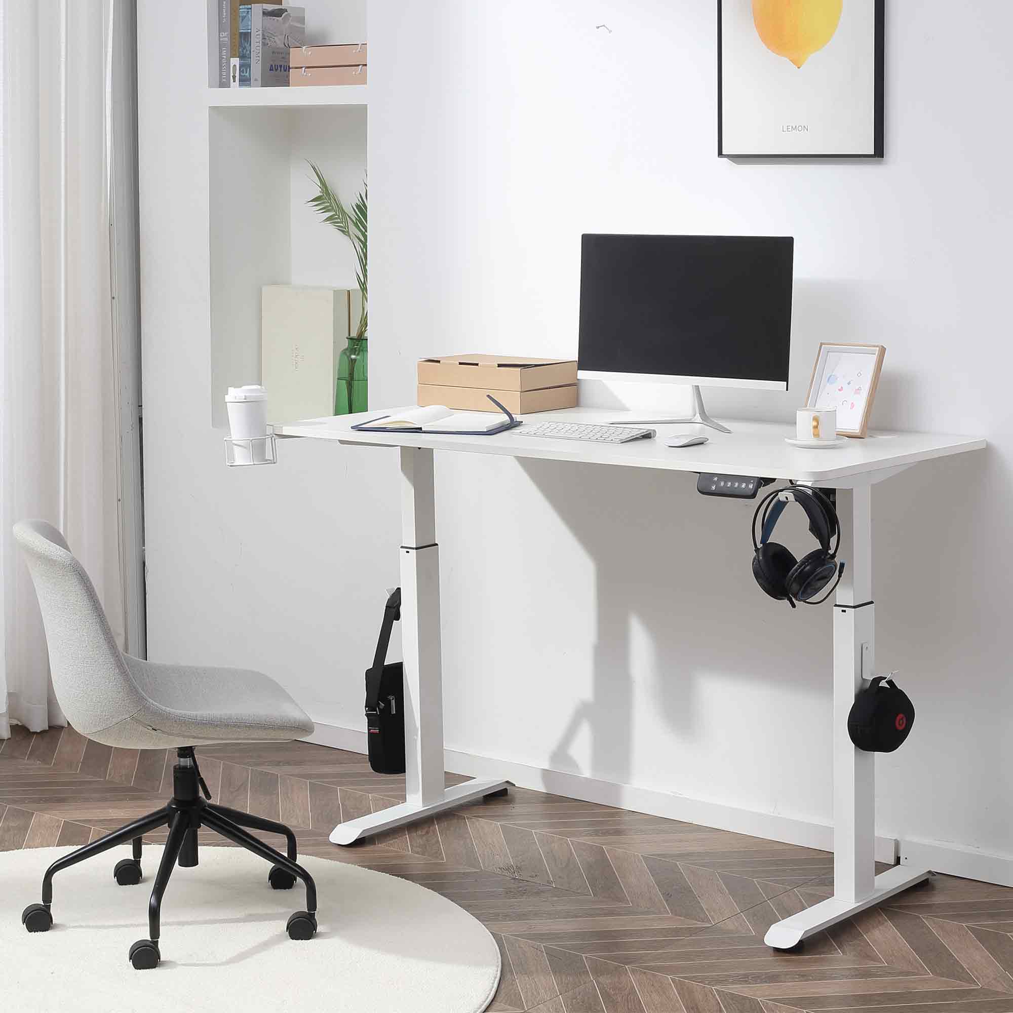 Makika Höhenverstellbarer Schreibtisch elektrisch 140 x 70 cm - Weiß