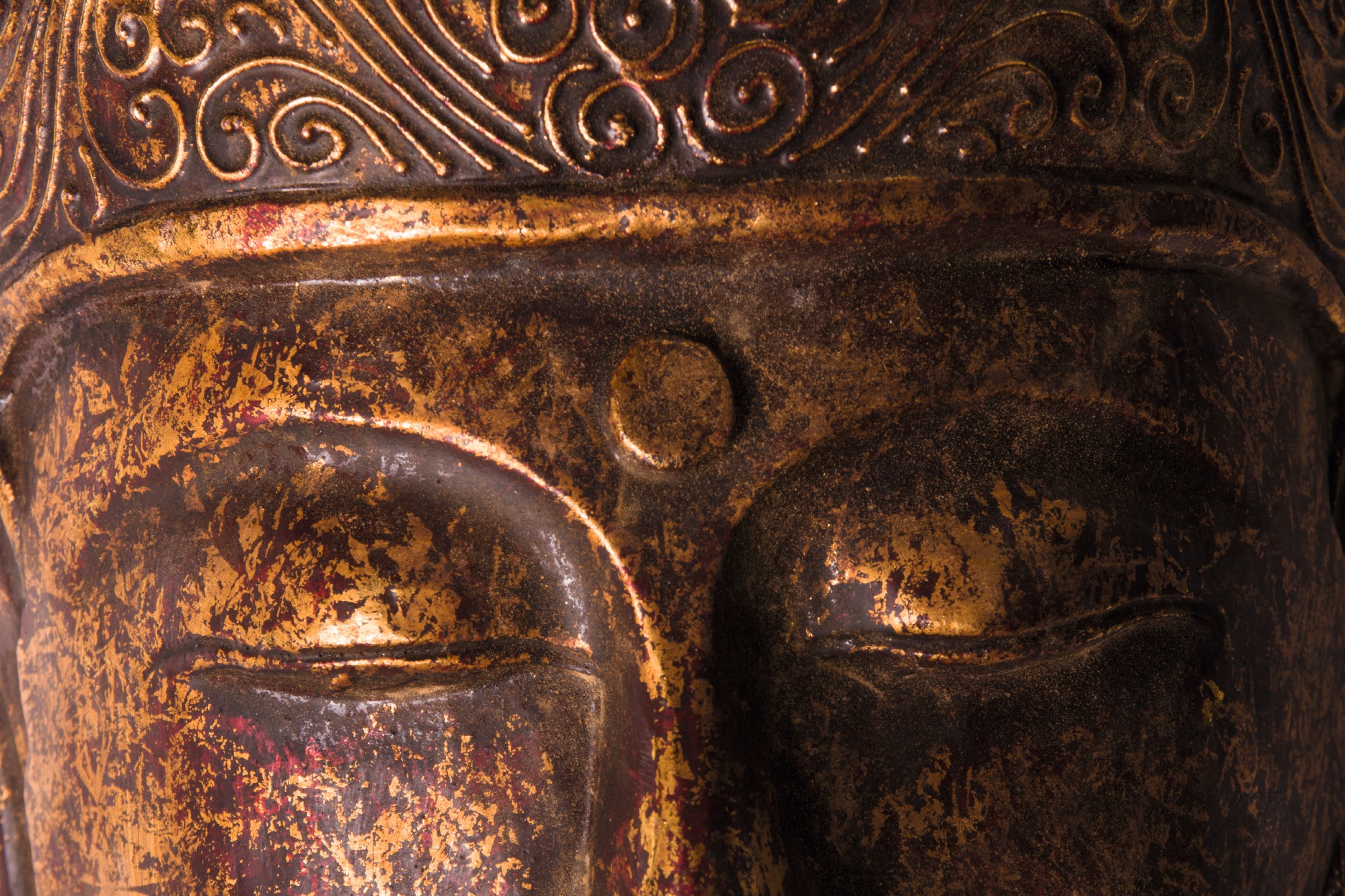 Buddha-Maske, antikrot, T 32 cm, B 22 cm, H 10 cm von fischer's lagerhaus