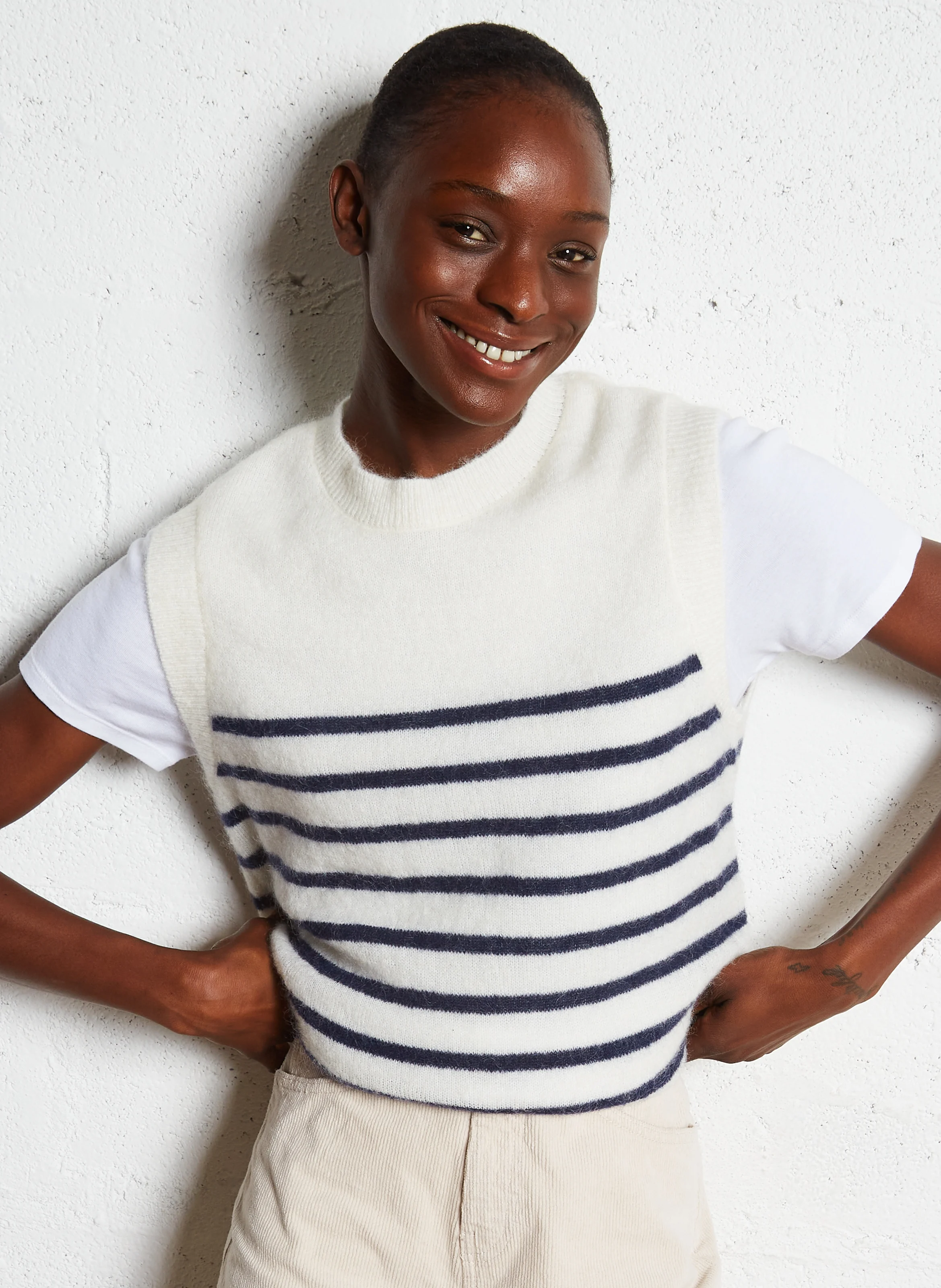 MARTO - Pull col rond en laine mélangée | Blanc