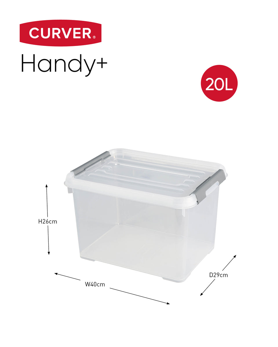 Curver Handy+ Opbergbox - 20L - 3 stuks - Transparant met deksel
