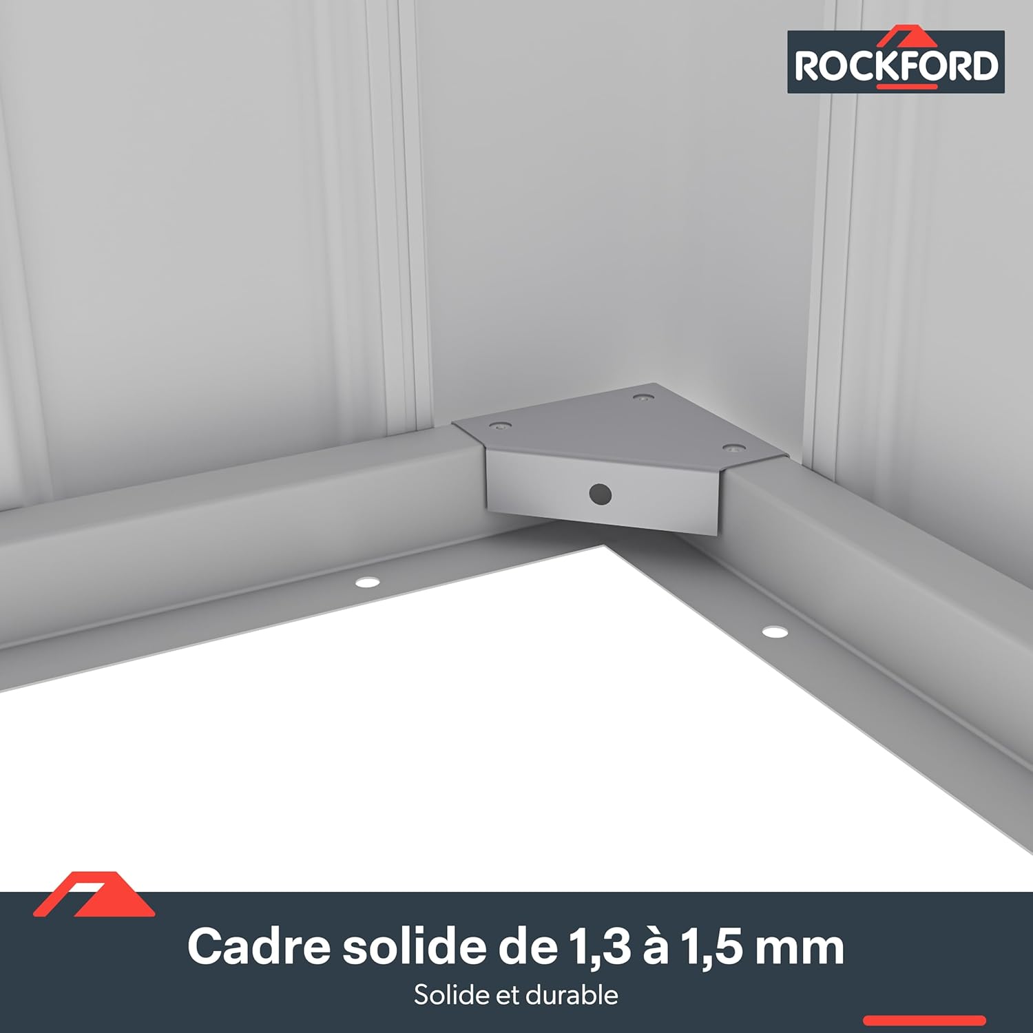 Rockford Porto 400 Gartenhaus aus Metall, hellgrau