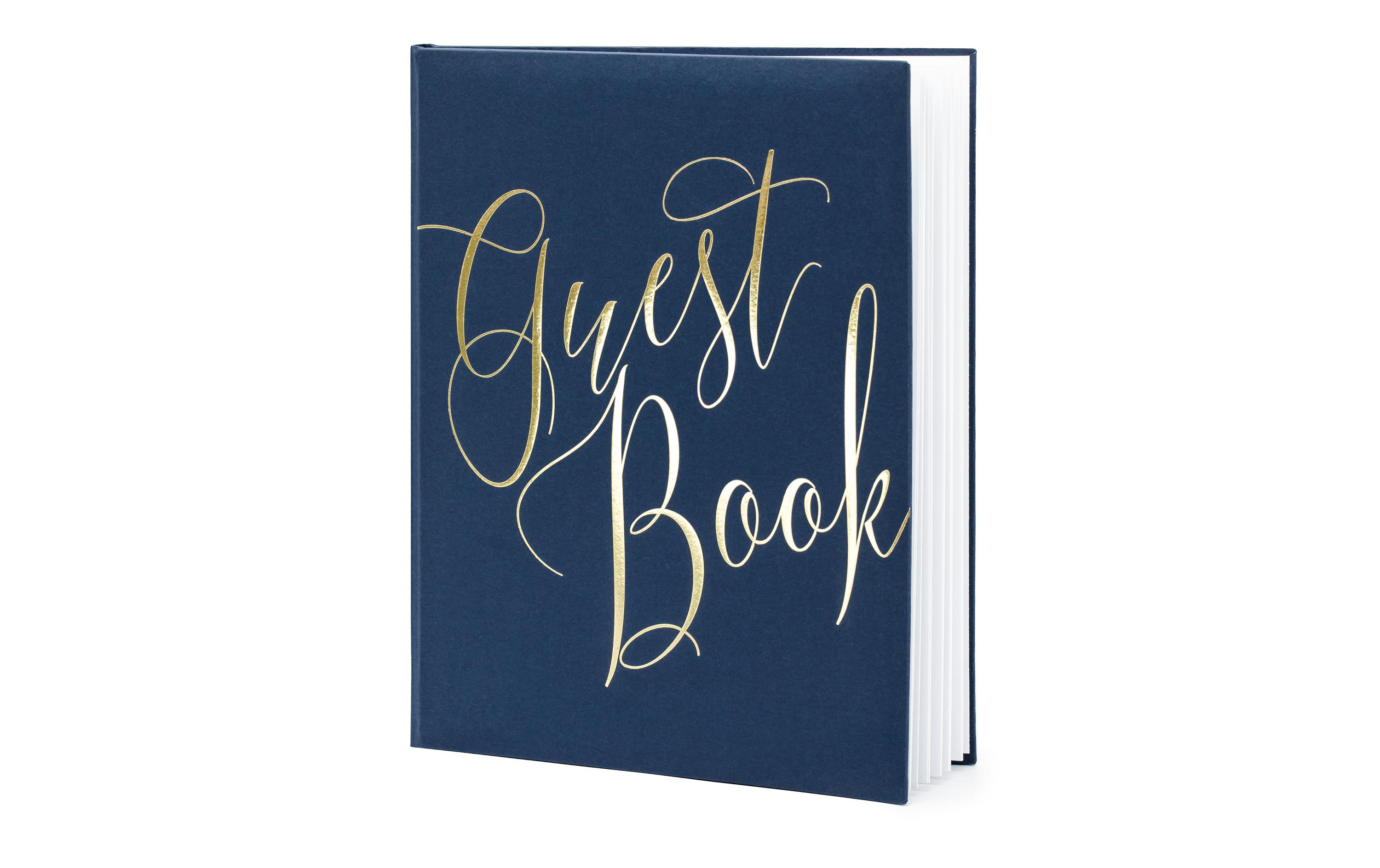 Gästebuch Guest Book 20 x 24.5 cm, Blau/GoldGuest book als Erinnerung an die Hochzeit, den Geburtstag, die Einweihungsfeier oder die Babyshower