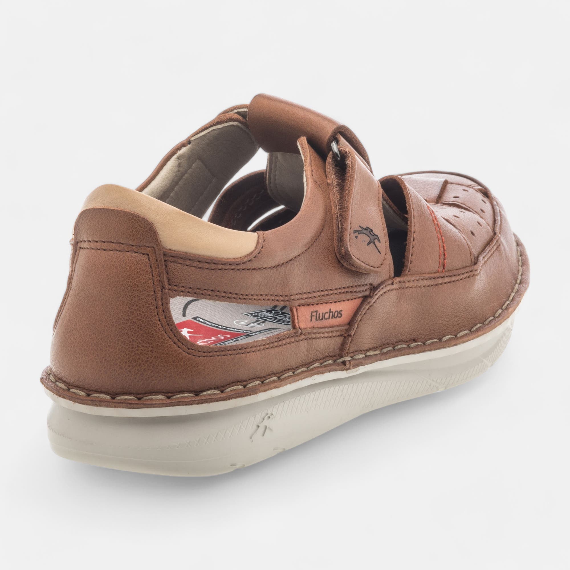 Nu-pieds confort Homme en cuir cognac
