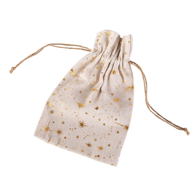 Nikolaussäckchen grau/gold - aus Textil - ca. 20 x 13 cm