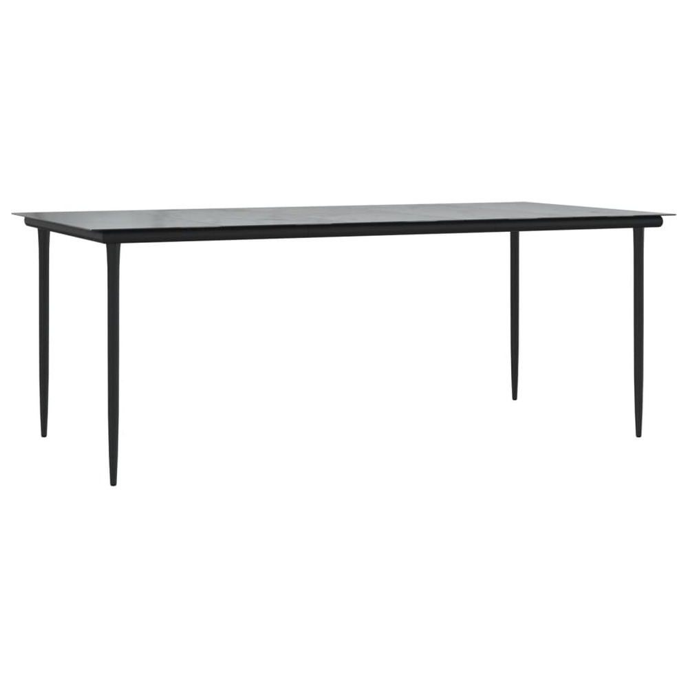 Mobilier à dîner de jardin et coussins 7 pièces noir et gris rotin