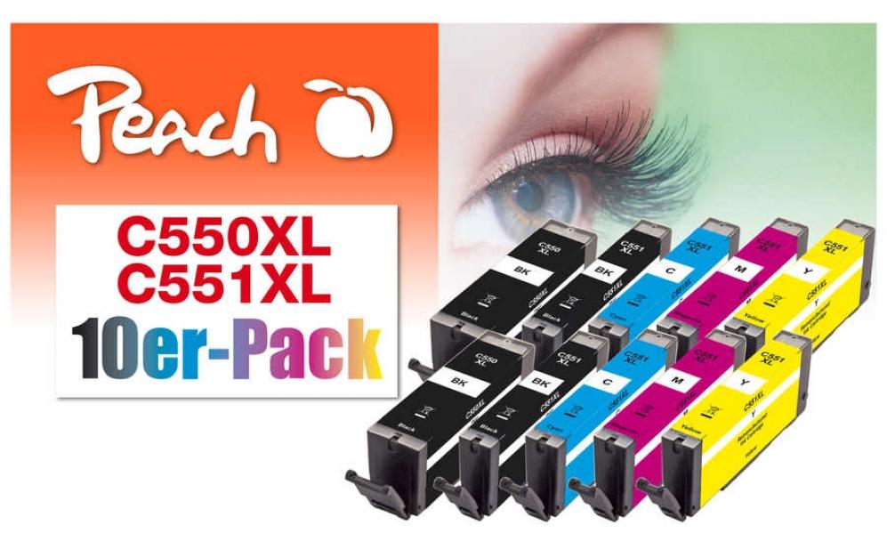 Tintenset Canon 550XL/551XL, Multi-10-Pack BK/PBK/C/M/Y<br>Druckerpatrone: Schwarz, Fotoschwarz, Cyan, Magenta, Gelb