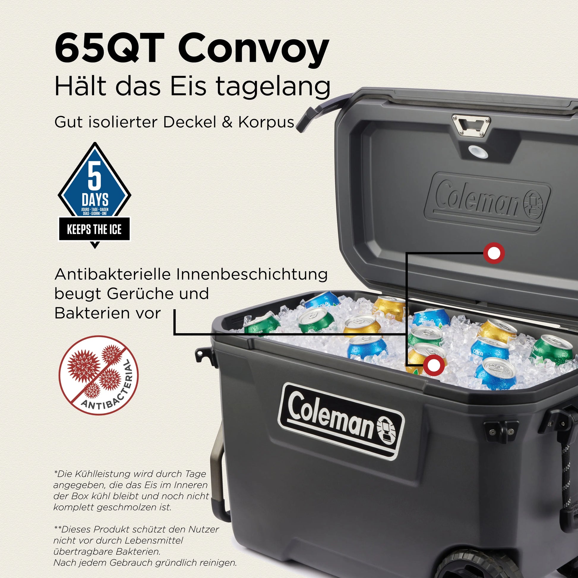Coleman Convoy 65 QT Kühlbox mit Rollen