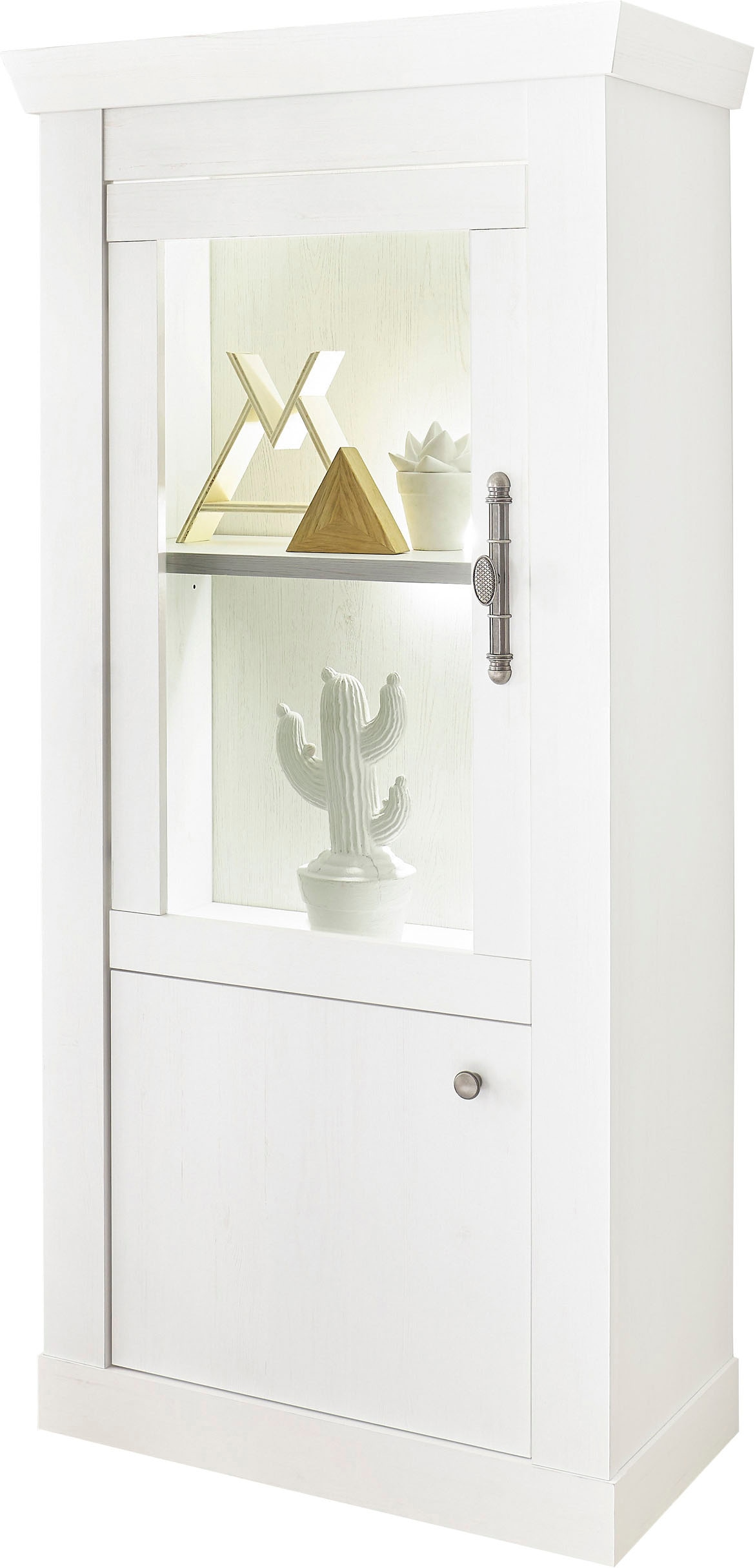 Home affaire Vitrine »RAVENNA« im romantischen Landhausstil, Griff aus Metall, Höhe 146 cm