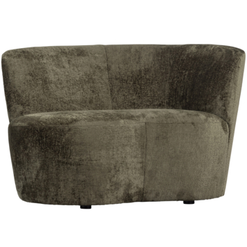 WOOOD fauteuil Stone warmgroen velvet structuur met leuning rechts