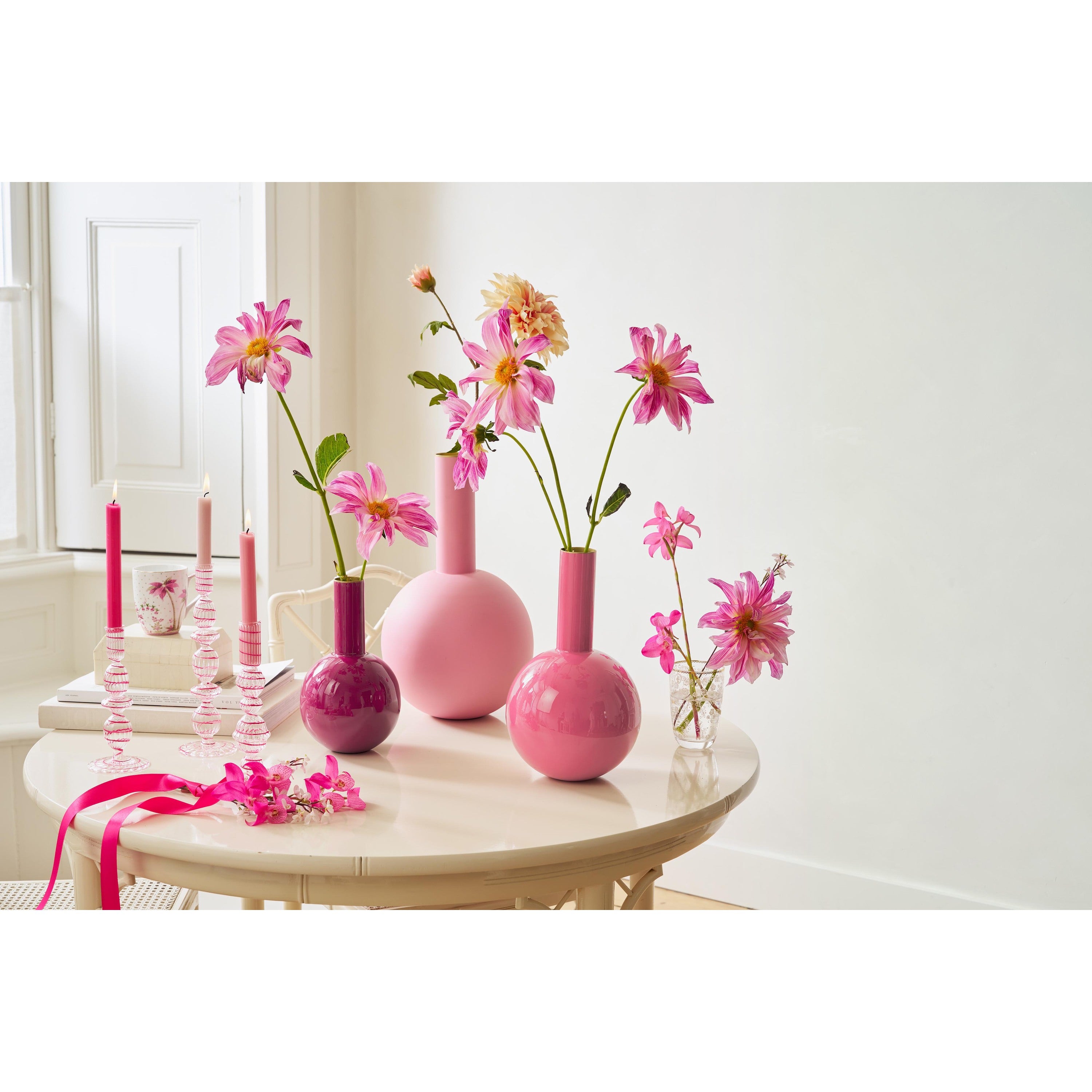 Pip Studio - Kandelaar - Woonaccessoires - Roze - Glas Swirl - 22cm
