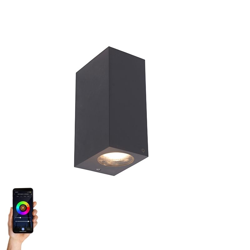 Smart wandlamp grijs van kunststof Incl. 2 Wifi GU10 - Baleno