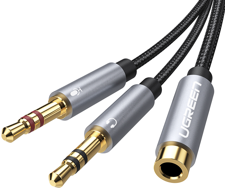 (20cm) Y-Splitter 3.5mm Klinke (w)  2x 3.5mm Klinke (m) Audio AUX Nylon Kabel (20899) - Grau