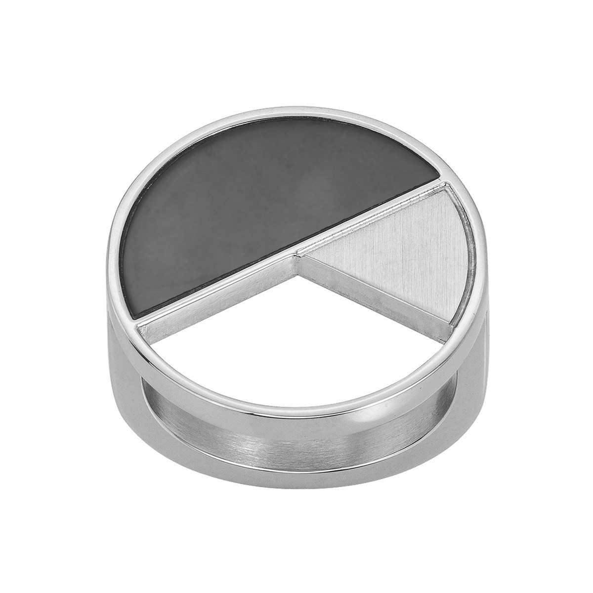 Bague en Acier 316L et céramique - blanc brillant