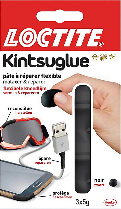 Pâte à réparer flexible Kintsuglue noir 3x5 g