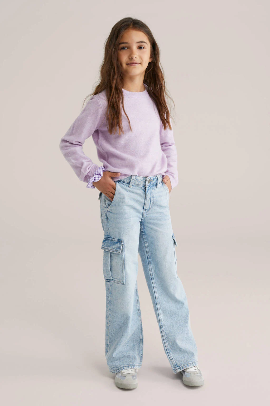 WE Fashion trui lila fijn gebreid