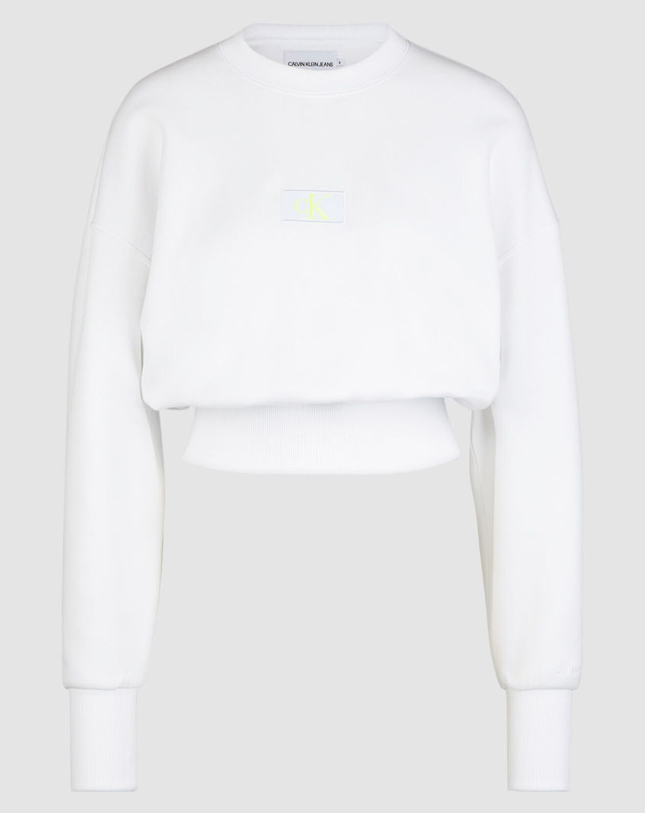 Calvin Klein Jeans Sweat Crop Badge Ck blanc