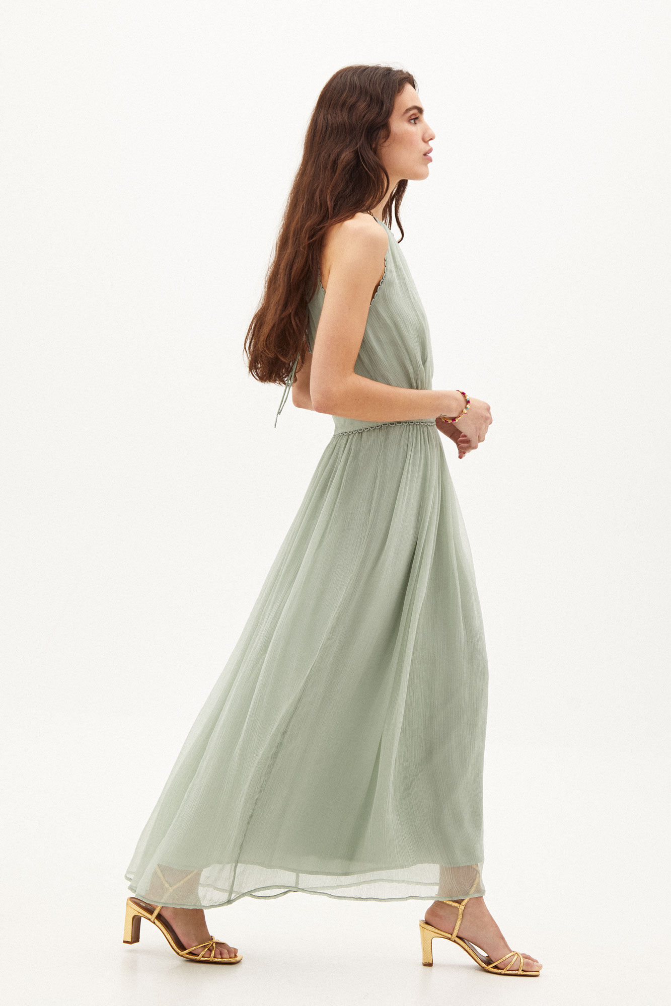 Fabiana. Vestido maxi fluido - Amarelo