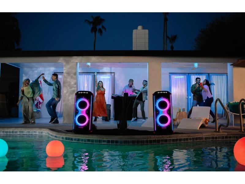 JBL Bluetooth Speaker Partybox 710 Schwarz Party-Lautsprecher mit kraftvollem Sound (800 W RMS ), eingebauter Beleuchtung und spritzwassergeschütztem Design Merkmale