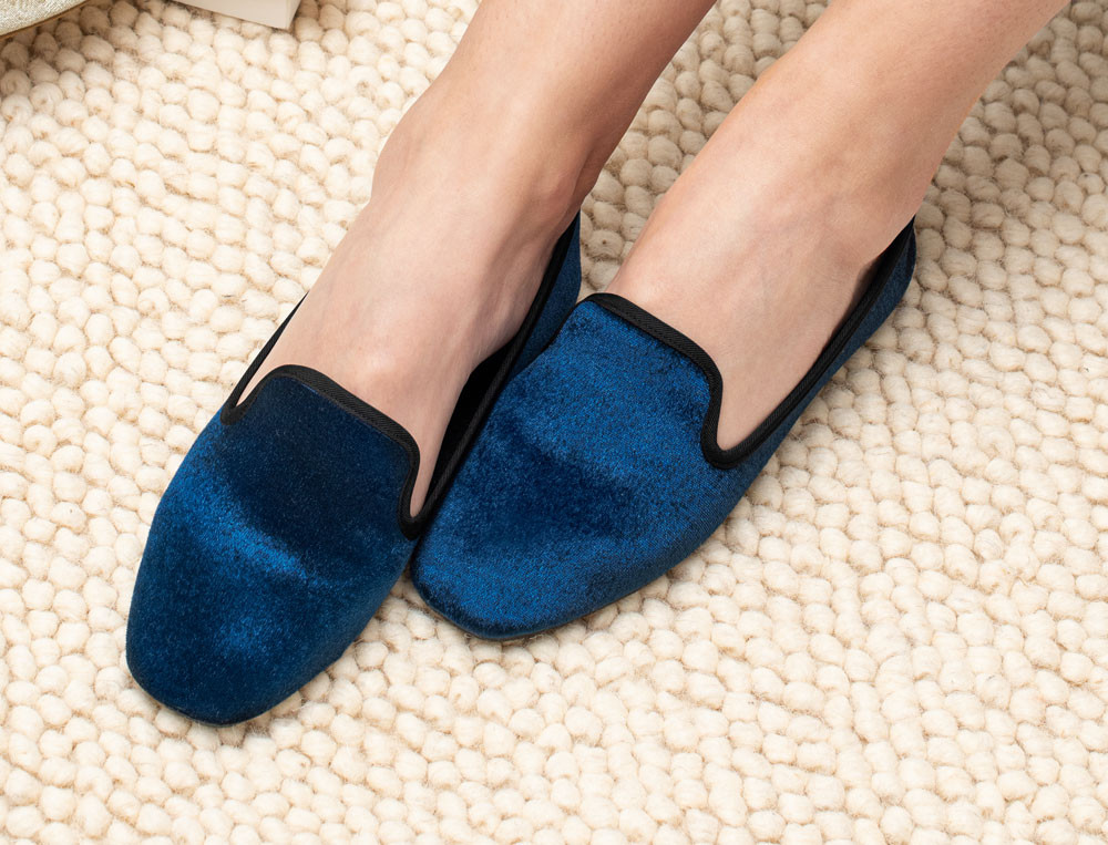 Slippers bleu-Note élégante