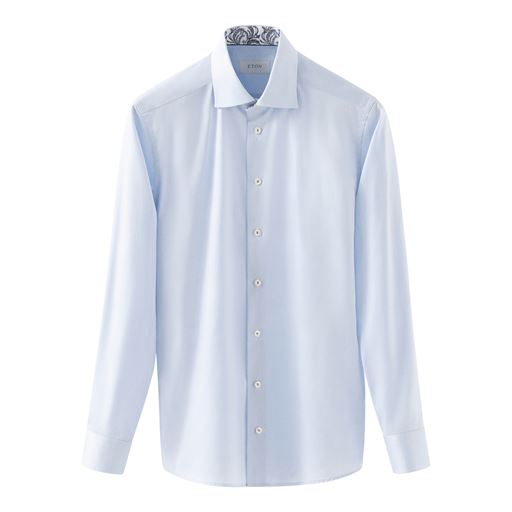 Eton Floral Effect Signature Slim Skjorte, Light Blue, 44